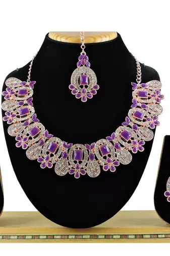 Purple designer function wear ad necklace set