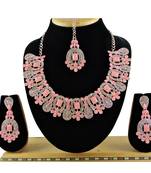 Pink designer function wear ad necklace set