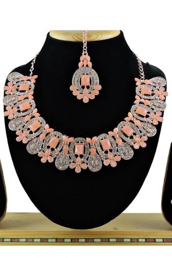 Orange designer function wear ad necklace set