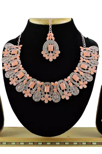 Orange designer function wear ad necklace set