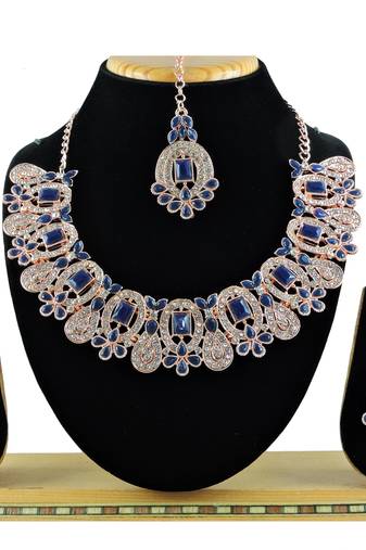 Blue designer function wear ad necklace set