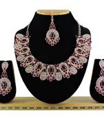 Maroon designer function wear ad necklace set