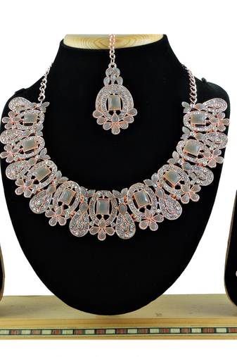 Grey designer function wear ad necklace set