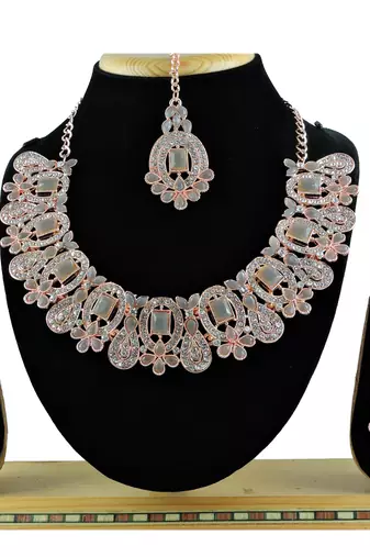Grey designer function wear ad necklace set