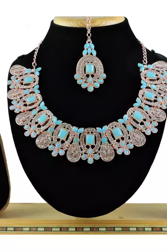 Turquoise designer function wear ad necklace set