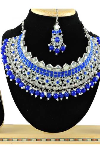 Blue designer function wear ad necklace set