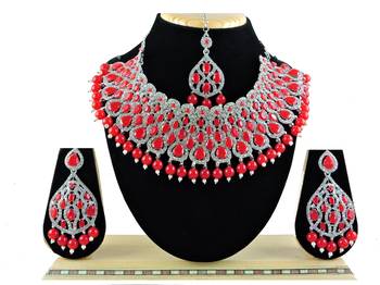 Red designer function wear ad necklace set 1