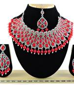 Red designer function wear ad necklace set