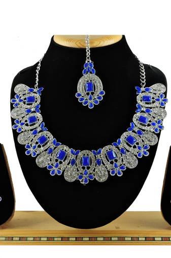 Blue designer function wear ad necklace set