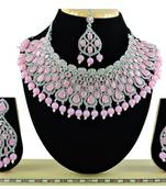 Pink designer function wear ad necklace set