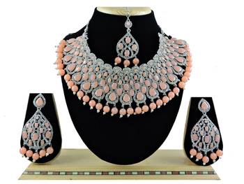 Orange designer function wear ad necklace set 1