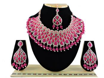 Red designer function wear ad necklace set 1