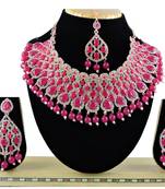 Red designer function wear ad necklace set