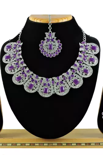 Purple designer function wear ad necklace set