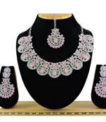 Pink designer function wear ad necklace set
