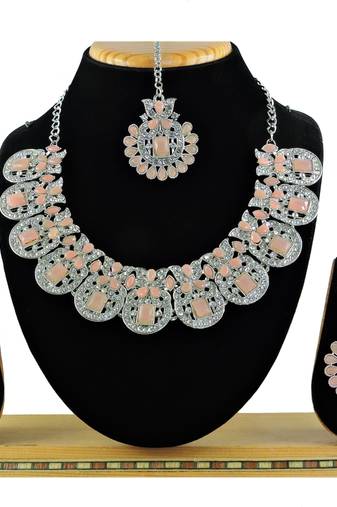 Orange designer function wear ad necklace set