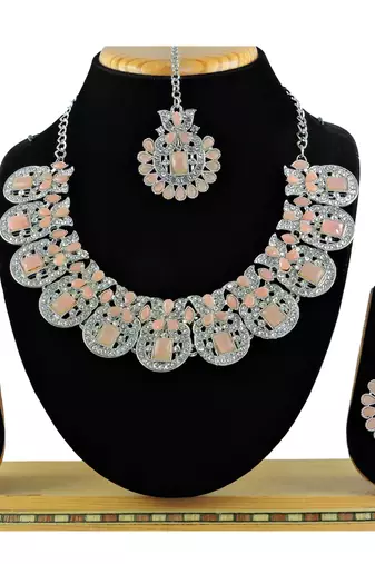 Orange designer function wear ad necklace set