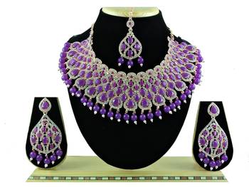 Purple designer function wear ad necklace set 1