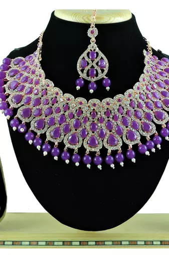 Purple designer function wear ad necklace set