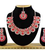 Red designer function wear ad necklace set