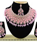 Pink designer function wear ad necklace set