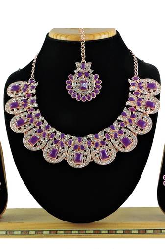 Purple designer function wear ad necklace set