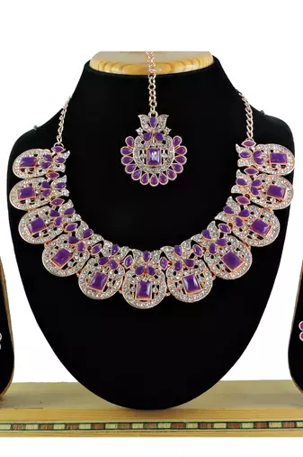 Purple designer function wear ad necklace set