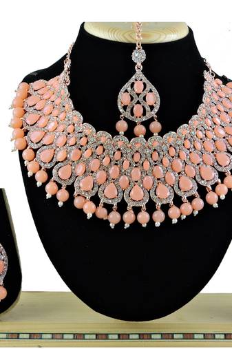 Orange designer function wear ad necklace set