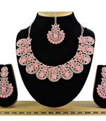 Pink designer function wear ad necklace set