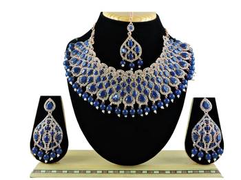 Blue designer function wear ad necklace set 1