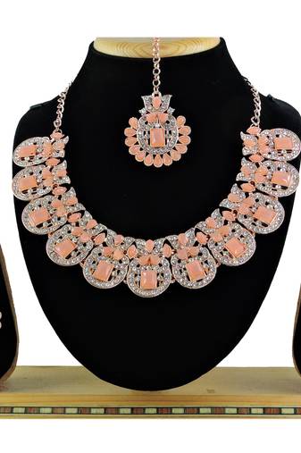 Orange designer function wear ad necklace set