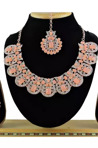 Orange designer function wear ad necklace set