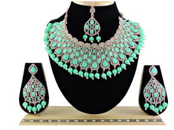 Green designer function wear ad necklace set 1