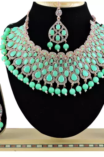 Green designer function wear ad necklace set
