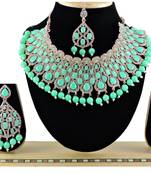 Green designer function wear ad necklace set