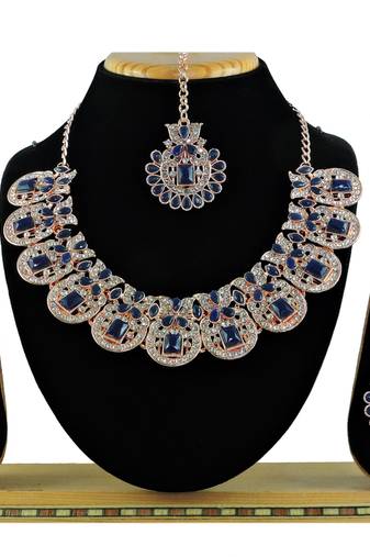 Blue designer function wear ad necklace set