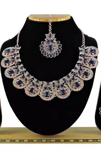 Blue designer function wear ad necklace set