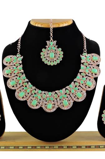 Green designer function wear ad necklace set
