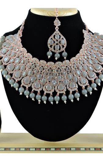 Grey designer function wear ad necklace set