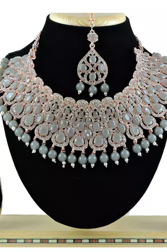 Grey designer function wear ad necklace set