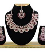 Maroon designer function wear ad necklace set