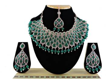 Green designer function wear ad necklace set 1
