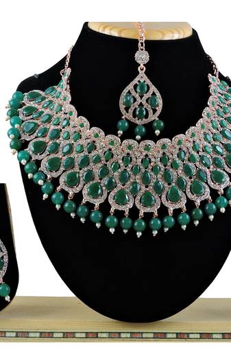 Green designer function wear ad necklace set