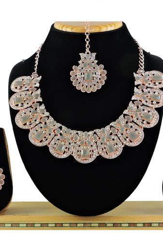 Grey designer function wear ad necklace set