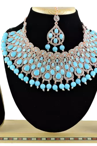 Turquoise designer function wear ad necklace set