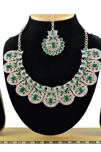 Green designer function wear ad necklace set