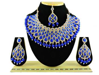 Blue designer function wear ad necklace set 1