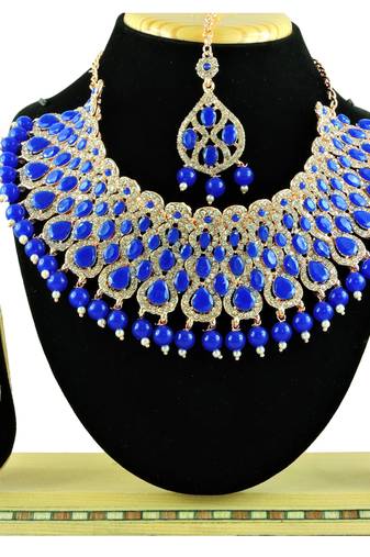 Blue designer function wear ad necklace set