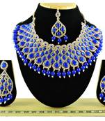Blue designer function wear ad necklace set