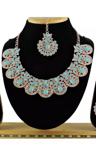 Turquoise designer function wear ad necklace set
